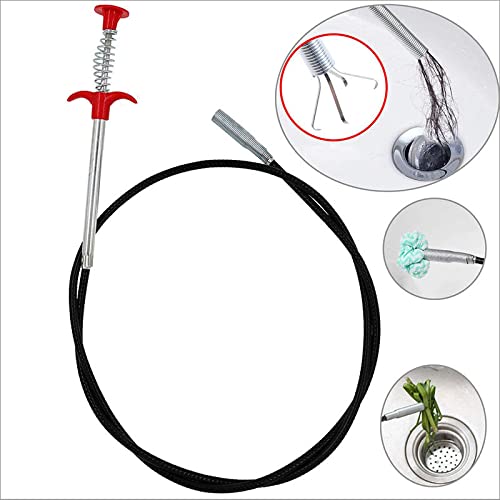 Konquer TimeS Stainless Steel Sewer Dredging Tools Auger Drain Sewer Snake Blocked Hair Drain Pipe Cleaner Clog Remover Cleaning Tool |5ft (160 Cm)|