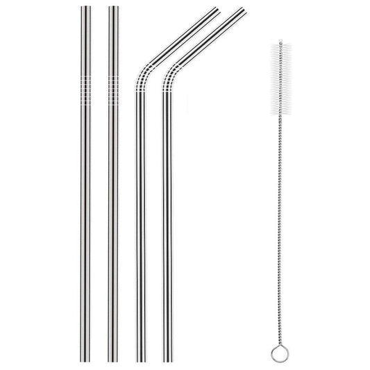 Konquer TimeS K.T.S Stainless Steel Straws For Drinking With Brushes (2 Bent + 2 Straight + 1 Brushes)