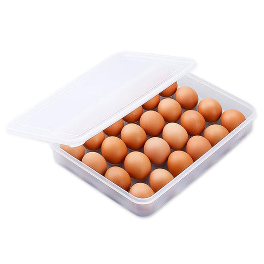 Konquer TimeS Plastic BPA-free Food Grade Deviled Egg Storage Box Platter Container Holder Tray for Fridge with Lid and 2 Dozen 24 Grids