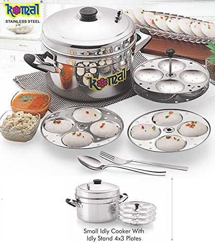 Stainless Steel Premium Idli Cooker with Strong Handles with 4 x 4 Idly Stand