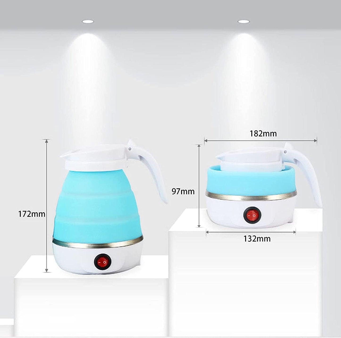 Portable Electric Kettle, Travel Foldable Kettle with Silicone Electric, Insulation Heating Boiler,100-240V Food Grade Silicone, 600ml, Multicolor