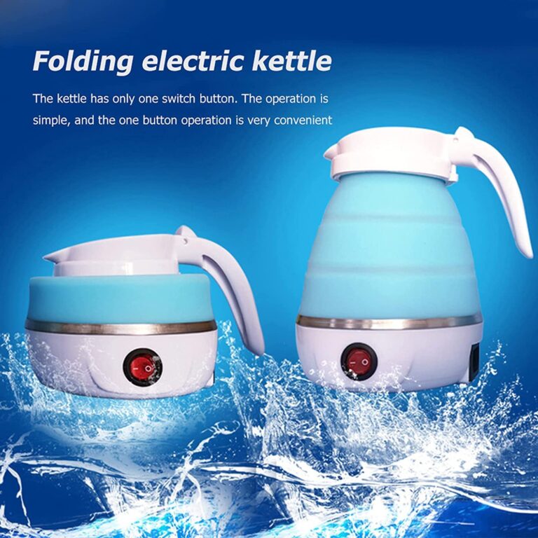 Portable Electric Kettle, Travel Foldable Kettle with Silicone Electric, Insulation Heating Boiler,100-240V Food Grade Silicone, 600ml, Multicolor